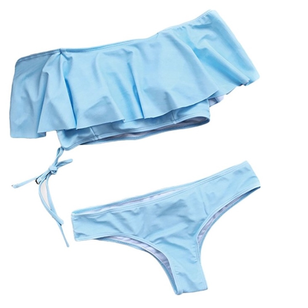 Light blue ruffle bikini